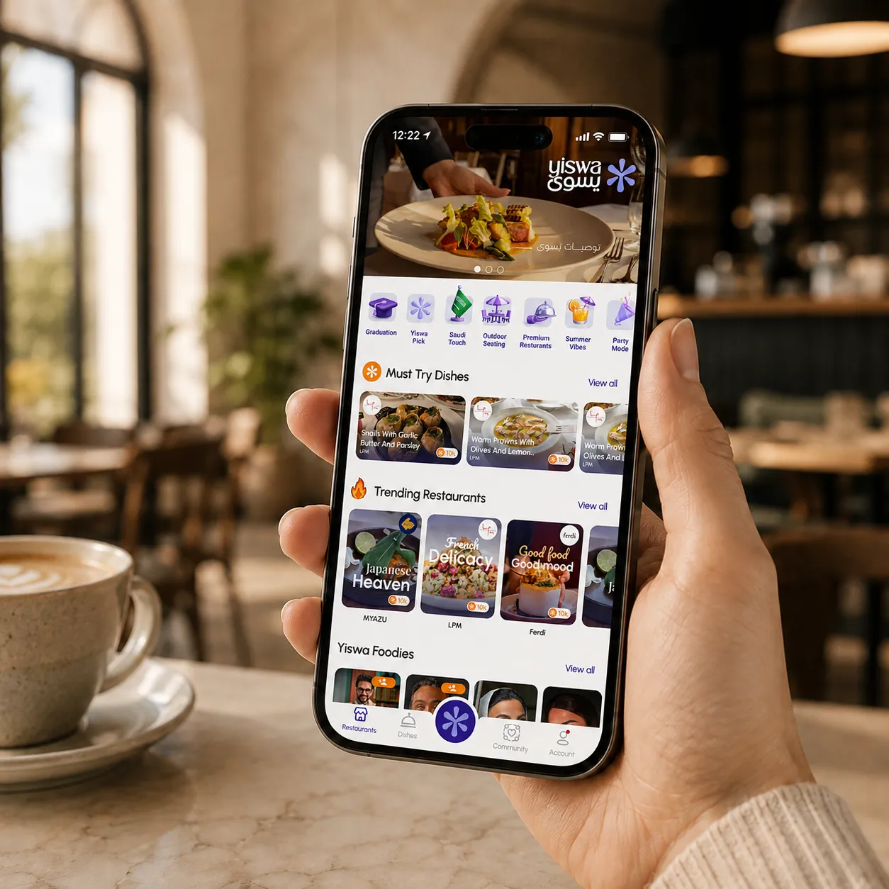 Yiswa Social app on a phone